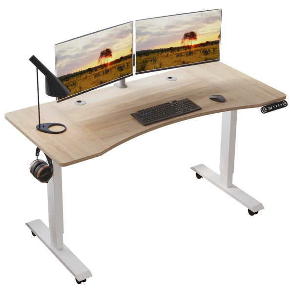 17 Stories Daiah Ergonomic Curved Height Adjustable Standing Desk